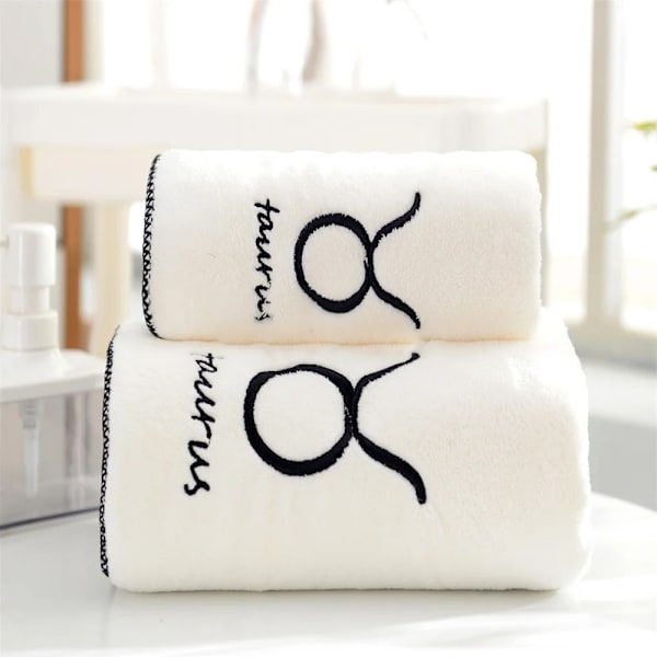 Mjuka set 12 konstellationer Bokstäver Broderade ansikte Badlakan Stor Stark Vattenabsorption För Vuxen Serviette De Bain Style F