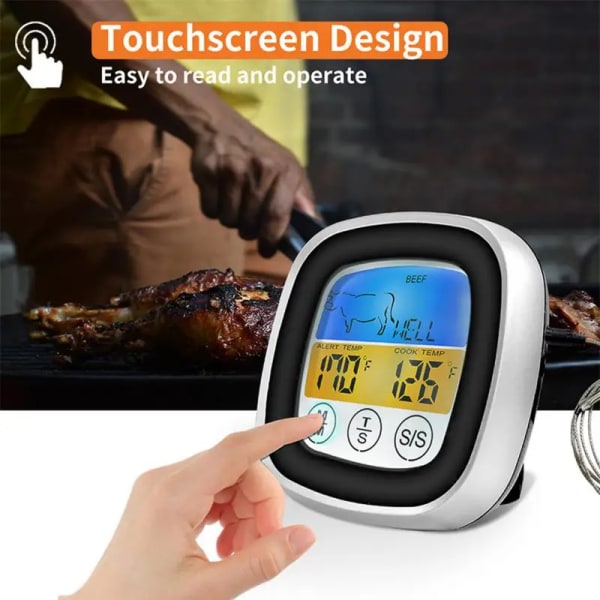Kök Digital matlagningstermometer Kött Mattemperatur för ugn BBQ Grill Timerfunktion med sondvärmemätare för matlagning Style D