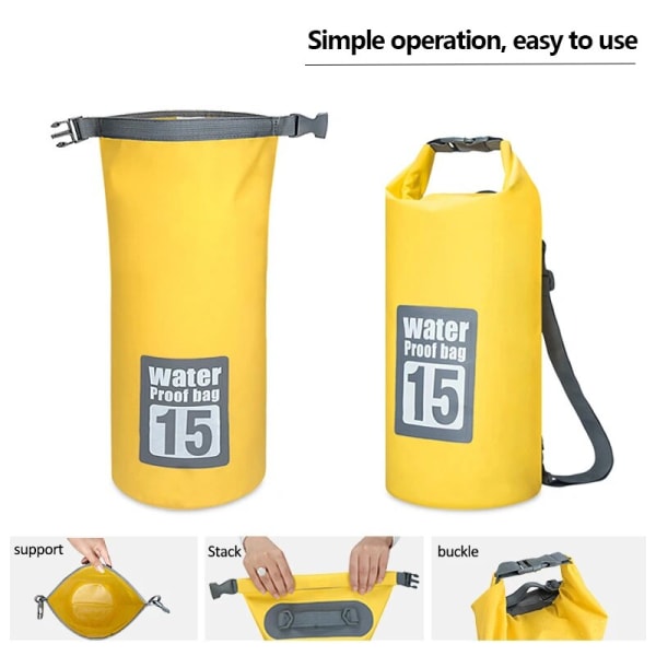 PVC Vattentät Torrväska 5L/10L/15L/20L/30L Utomhusdykning Vikbar förvaring Strandsimväska Rafting River Ocean Ryggsäck 30L Yellow