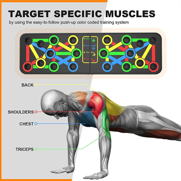 Push-up-bräda-fäste Justerbar hopfällbar halkfri Fitness Magtränare Magmuskelstödbräda inomhus Push-up board