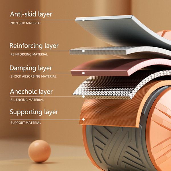 2 i 1 Belly Wheel Maghjul med Dyna Push-up Platt Muskel Stretch Roller Support Digital Counter Mute Magtränare oranges