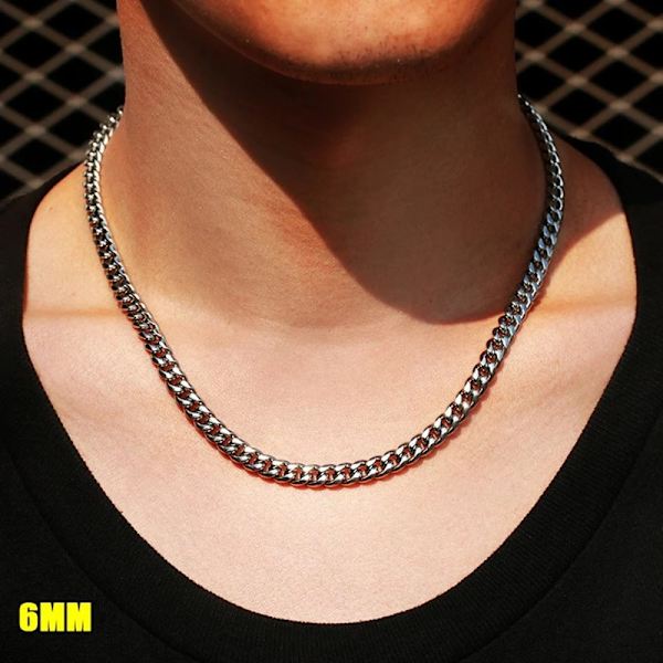 4MM 5MM 7MM 8MM Cuban Link Chain Choker Halsband 5MM Platinum Plated