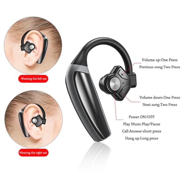 B1 Bluetooth hörlurar Brusreducerande öronkrok h Black