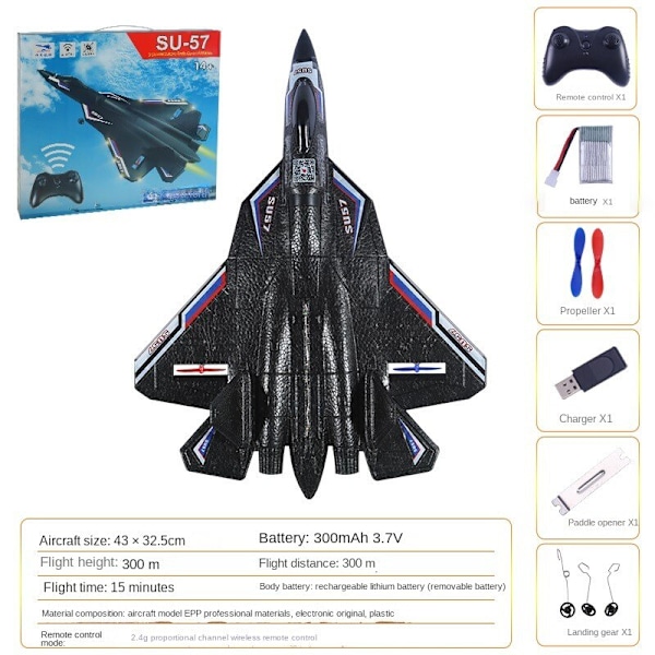 RC Foam Aircraft SU35 SU57 Plane 2.4G Radio Control Glider Fjärrkontroll Fighter Plane Glider Flygplan Leksaker för barn Pojkar SU57 Red 1B