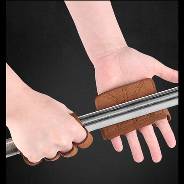 Läder Palm Protector Hantel Tyngdlyftning Tra Grey