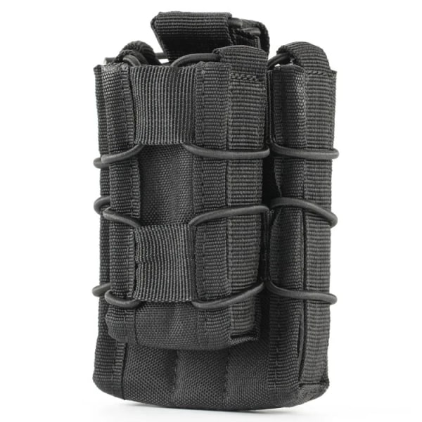 Tactical Molle Dubbeldäckare Magasinpåse Hållare M4 M14 Military Airsoft Single 9mm Mag Carrier Holster Hunting Midjepåsar A-TACS FG