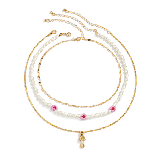Retro kontrastfärg Risformade pärlor Strängade pärlor Halsband Dam enkel bohemisk tofs handvävt halsband Style 2 Gold 2160