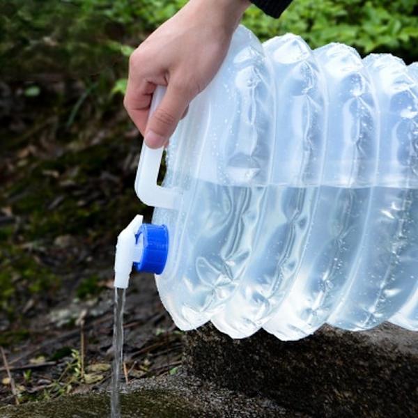 5L-15L Utomhus hopfällbar vattenpåse Camping Vikbara vattenbehållare Dricka multifunktion teleskopisk förvaring vattenflaska Gray