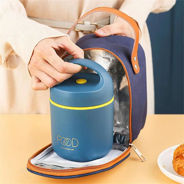Rostfritt stål Vakuum Thermal Lunchlåda Isolerad Lunchpåse Mat Varmare Soppakopp Termosbehållare Lunchlåda för barn Tupper 2 Layer Lunch Box Good Insulation