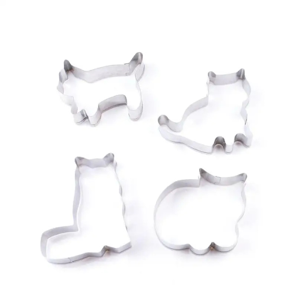 Kakformar Formar Rostfritt stål Söt djur Katt Fisk Form Form DIY Fondant Bakverk Dekorera Bakning Köksredskap Cat 01