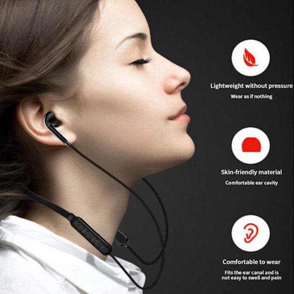 B7 Hanging Neck Headset Svettsäker Bluetooth Earph Black