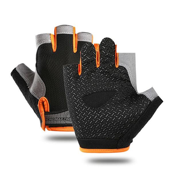 Gym Handskar Herr Half Finger Cykelhandskar Dam Mi Normal Orange L