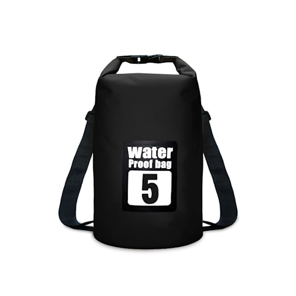 PVC Vattentät Torrväska 5L/10L/15L/20L/30L Utomhusdykning Vikbar förvaring Strandsimväska Rafting River Ocean Ryggsäck 5L Black