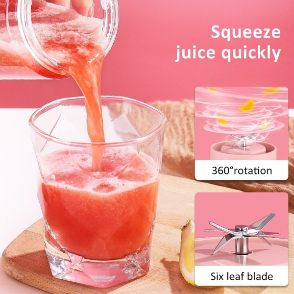 Multifunktion Mini Juicers Bärbar elektrisk Juicer Blender USB Laddning Fruktblandare Frukt Mat Milkshake Juice Maker Machine pink