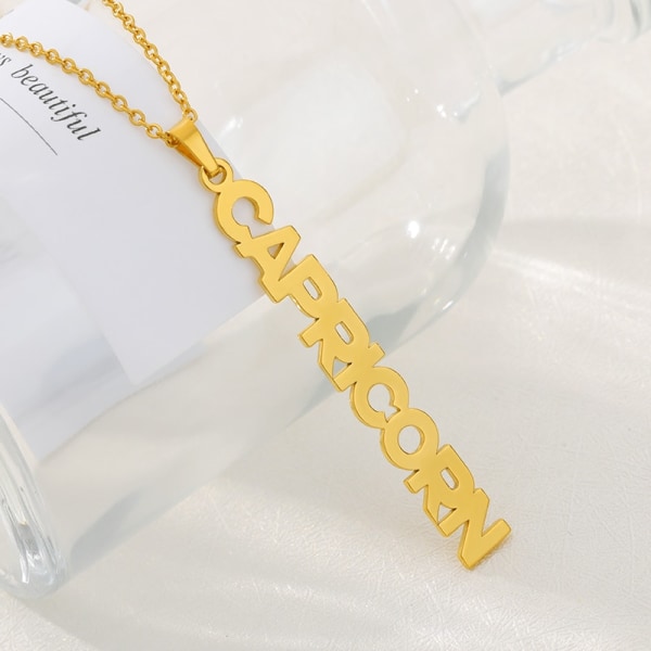 Constellation Namn Halsband Hänge Rostfritt Stee Gold Aquarius