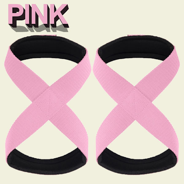1 par Gym Lyftremmar Fitness Handskar Hand Wris 8 Straps-PINK