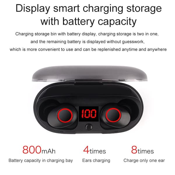Tws Bluetooth 5.0 vattentät hörlurar Mini Wireles Black