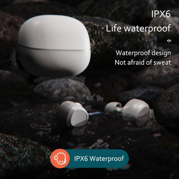 U6 för iPhone X XR Samsung Xiaomi trådlösa hörlurar White Gray