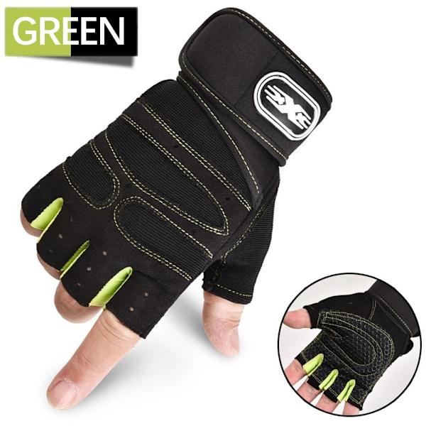 Andningsbara träningshandskar Fingerless Weight Liftin GREEN-BLACK XL