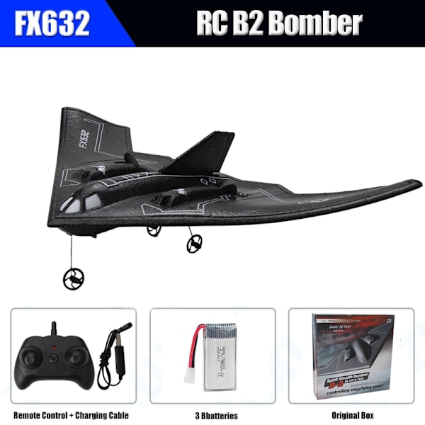 Rc Plane B2 Stealth Bomber 2Ch 34Cm Wingspain Cessna 2.4G Fjärrkontroll Flygplan Drone Drönarleksaker för vuxna barn White