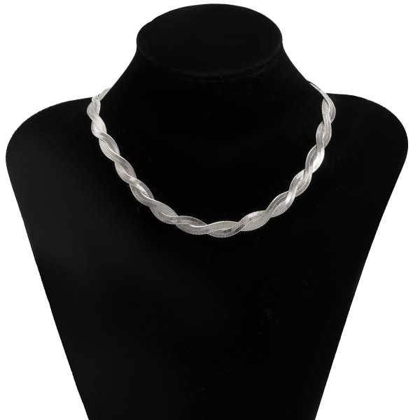 Kall stil Sexig enlagers slingrande ormbenshalsband Enkelt temperament vävda metallsmycken White K Necklace 3942