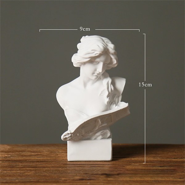 Mini David Skulptur Dekoration Nagelfoto rekvisita Nordisk litterär figur Huvud Gips Små skrivbordsdekorationer Hemdekorationer Style L