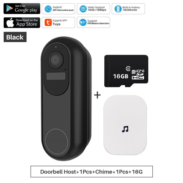 1080P Tuya Smart videodörrklocka 2,4GHz 5GHz WIFI trådlös dörrklocka Vattentät Night Vision Smart Home Video Intercom-kamera Option 9 EU plug
