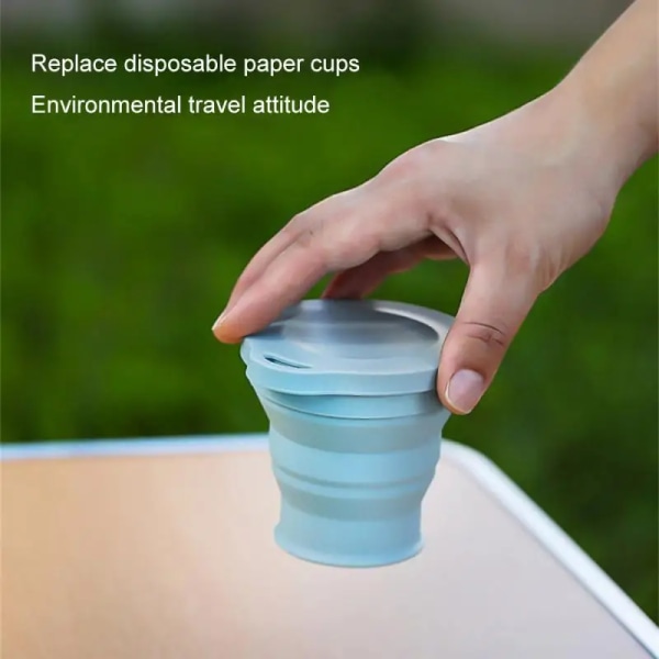 150 ml hopfällbar kopp silikon mini infällbar kopp Bärbar tekopp med lock Utomhusresor Kaffe Teleskopisk drickskopp Style D 180ml