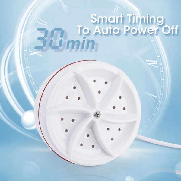 Mini Tvättmaskin USB Roterande Turbin Resor Bärbar Tvättmaskin För Strumpor Underkläder Sommarkläder white 30W