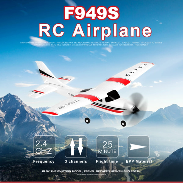 Wltoys F949S 2.4G 3Ch RC Flygplan Fast Wing Plan Utomhusleksaker Drone RTF Digital Servo Propeller med Gyroskop Leksaker för pojkar F949S 3CH