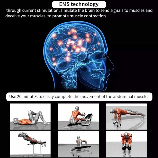 EMS Muskelstimulator Hemgym Fitness Träningsmaskin Rumpa Träning Magtränare Elektroniska toningbälten One set