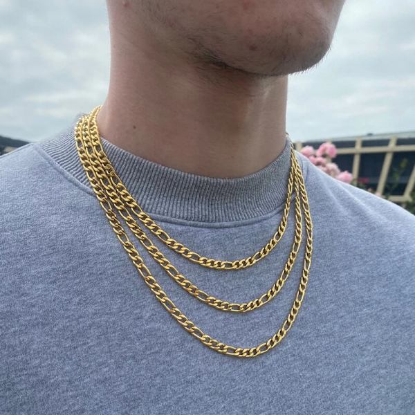 2022 Mode Klassiskt Figaro Kedja Halsband Kvinnor Rostfritt Stål Lång Kedje Halsband Män Smycken Bästa Vänner Gåvor 50cm Platinum Plated