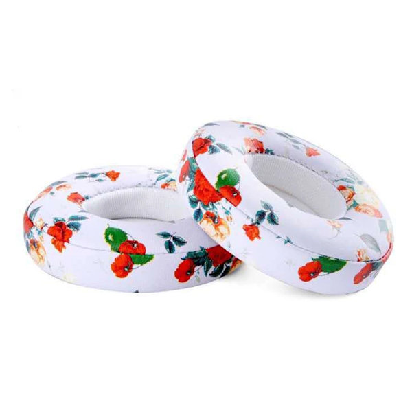 Ersättnings öronkuddar Kudde för Beats Solo 2 3 Trådlösa/trådbundna hörlurar Öronkuddar Bluetooth-kompatibla case Mjukt cover white flower