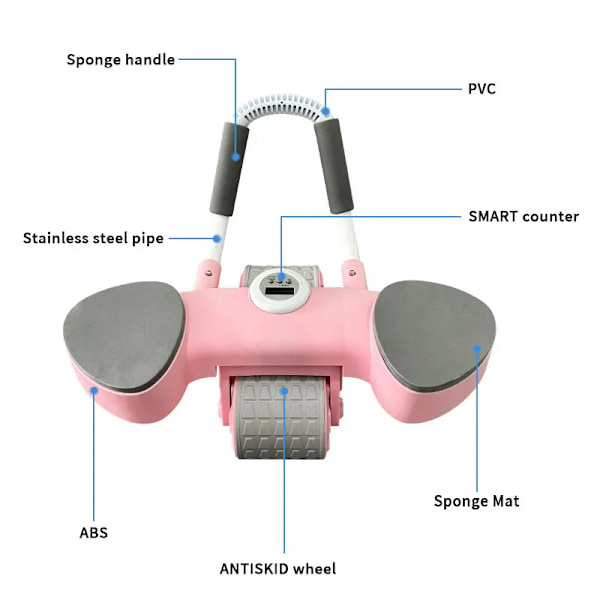 Automatisk Rebound Ab-rullhjul med timer och knämatta Automatisk Rebound Abdominal Wheel med armbågsstöd