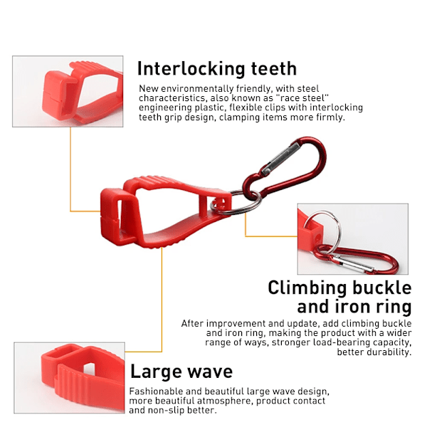 Arbetshandskar Skydd Anti-förlorade Arbetshandskar Clips Säkerhetshandskhållare för utomhus bergsbestigning Handske Grabber Clip Plast Style H