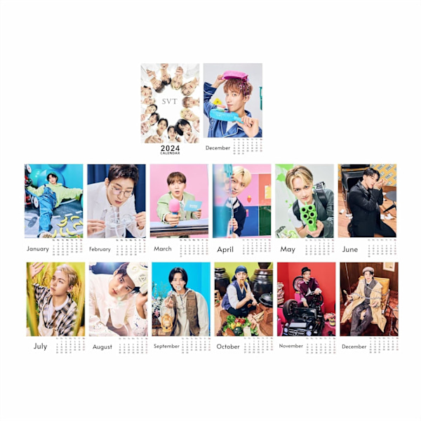 Seventeen Desktop Calendar Kpop Seventeen 2024 Desktop Calendar Nyårspresent för fans