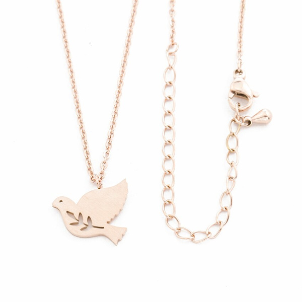 Bird of Peace Halsband Rostfritt stål Duva Duva Halsband Hängen för kvinnor Bästa vänner Presenter Djursmycken Silver Plated