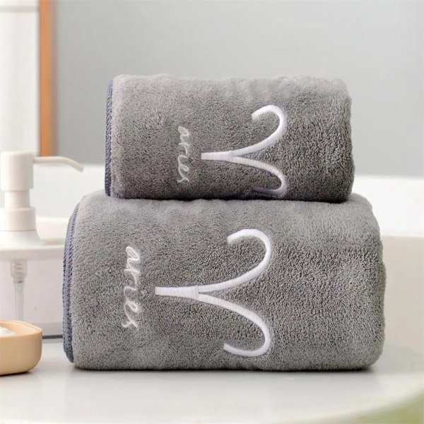 Mjuka set 12 konstellationer Bokstäver Broderade ansikte Badlakan Stor Stark Vattenabsorption För Vuxen Serviette De Bain Style A