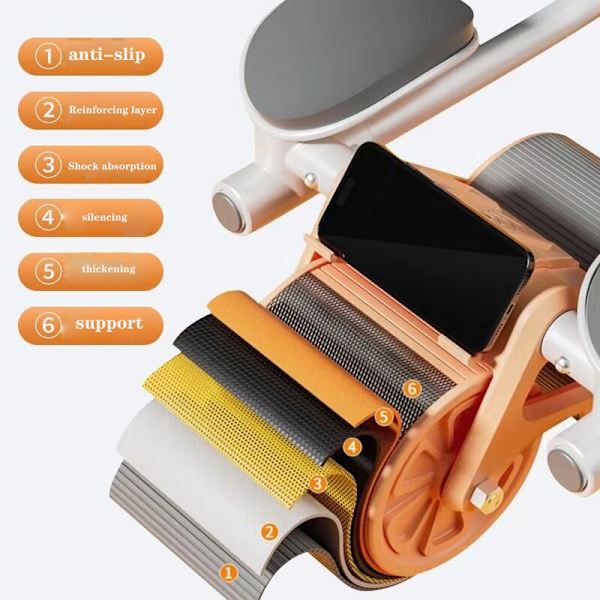 Automatisk Rebound Belly Wheel Abdominal Wheels Wit With timer beige