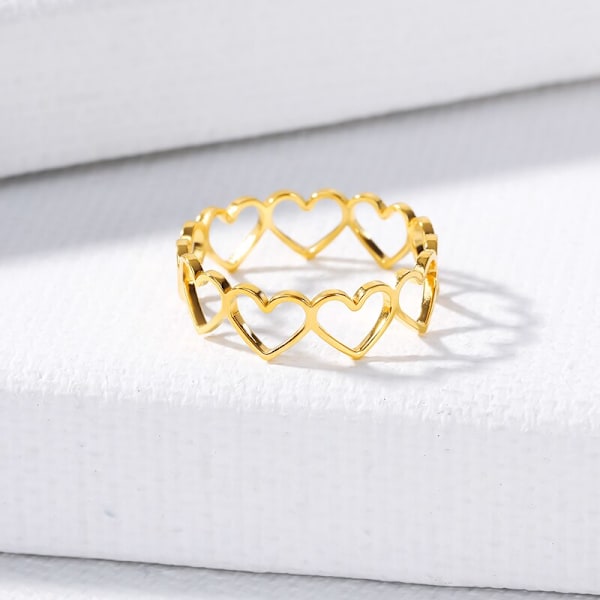 Rostfritt stål Guld Färg Ringar För Kvinnor Män Minimalism Smycken Söta Enkla Hjärt Ringar Bröllopspresenter Gratis Frakt hr0043g