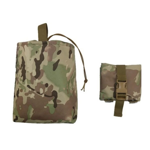 Folding Molle Tactical Magazine Dump Drop Pouch Jakt Airsoft Ammo EDC Tool Midjeväska Vikbar Utility Recovery Mag-hölster MC