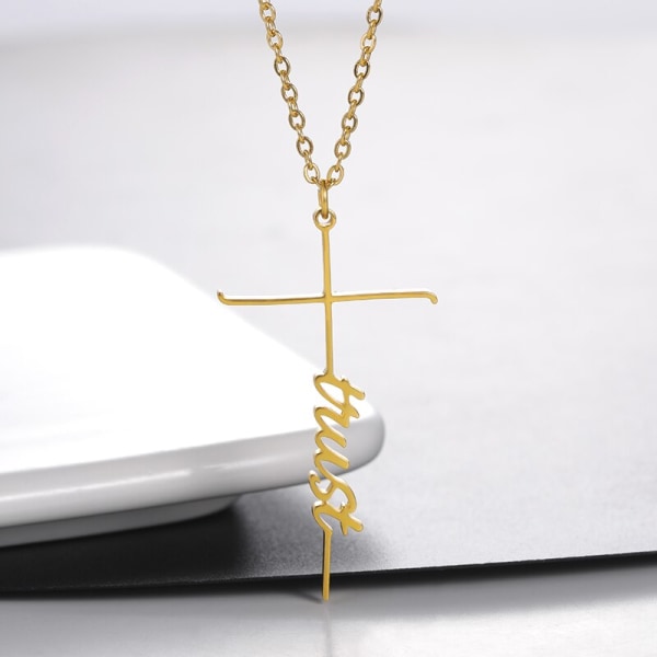 Religiösa smycken Jesus Cross halsband för kvinnor believe
