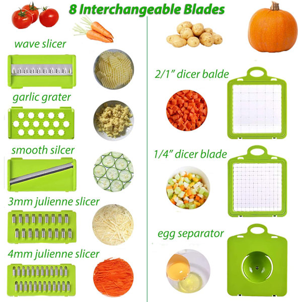 Grönsakshackare Lök Potatishackare Fruktskärare Skivmaskin Dicer Strimlare Manuell skivare med durkorg och behållare Veggie Chopper