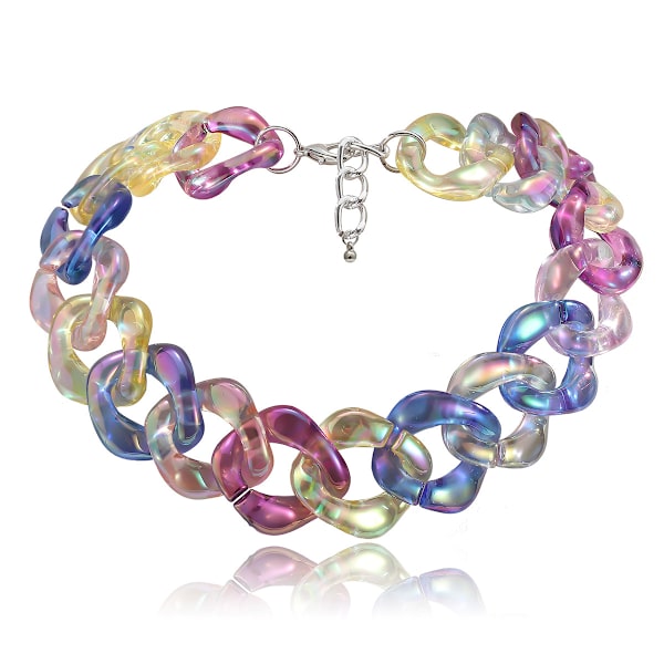 Modeprydnad höstnyhet färgglada nyckelbenshalsband Retro enkelt akrylhalsband Color 3295