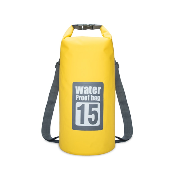 PVC Vattentät Torrväska 5L/10L/15L/20L/30L Utomhusdykning Vikbar förvaring Strandsimväska Rafting River Ocean Ryggsäck 15L Yellow