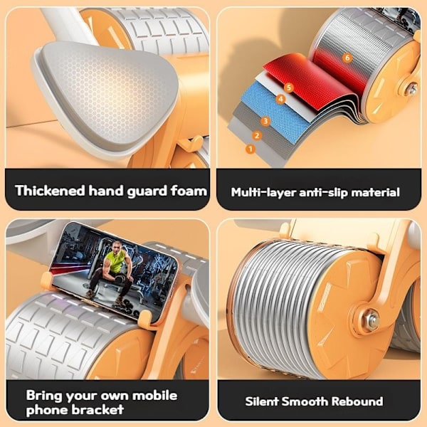 Ab Roller Wheel Automatisk Rebound Med Armbågsstöd A No display screen