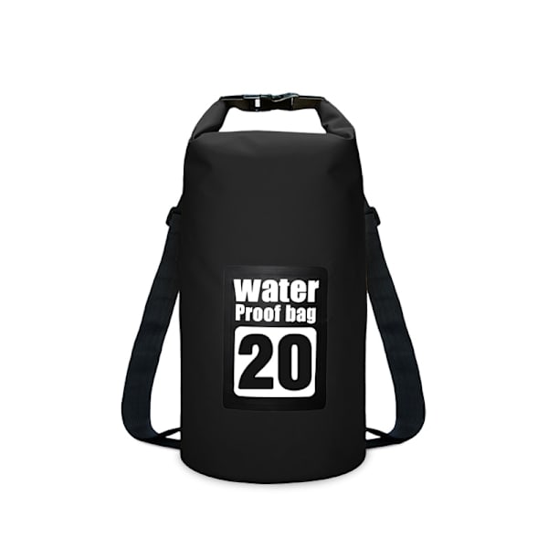 PVC Vattentät Torrväska 5L/10L/15L/20L/30L Utomhusdykning Vikbar förvaring Strandsimväska Rafting River Ocean Ryggsäck 20L Black