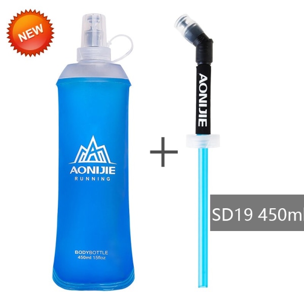 AONIJIE SD09 SD10 250 ml 500 ml mjuk kolv Fällbar hopfällbar vattenflaska TPU fri för löpning Hydration Pack Midjeväska Väst 450ml StrawFlask