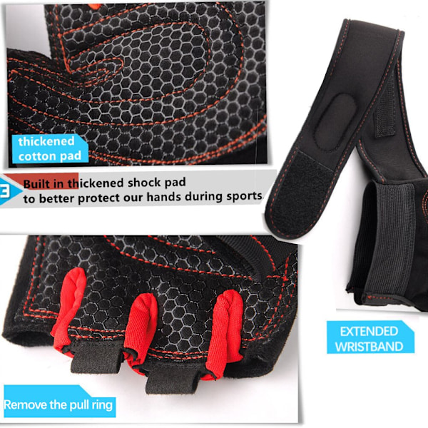Andningsbara träningshandskar Fingerless Weight Liftin ORANGE-BLACK M