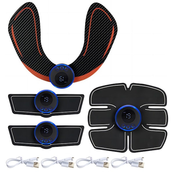 EMS Muskelstimulator Abdominal Tränare Fitness ABS Stimulator Stuss Höftträning Viktminskning Kroppsmassageador Formningsenhet C SET